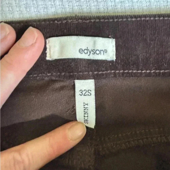 Edyson Jeans Cords Women’s 32 Short Chocolate Brown Skinny Stretch - Picture 3 of 7